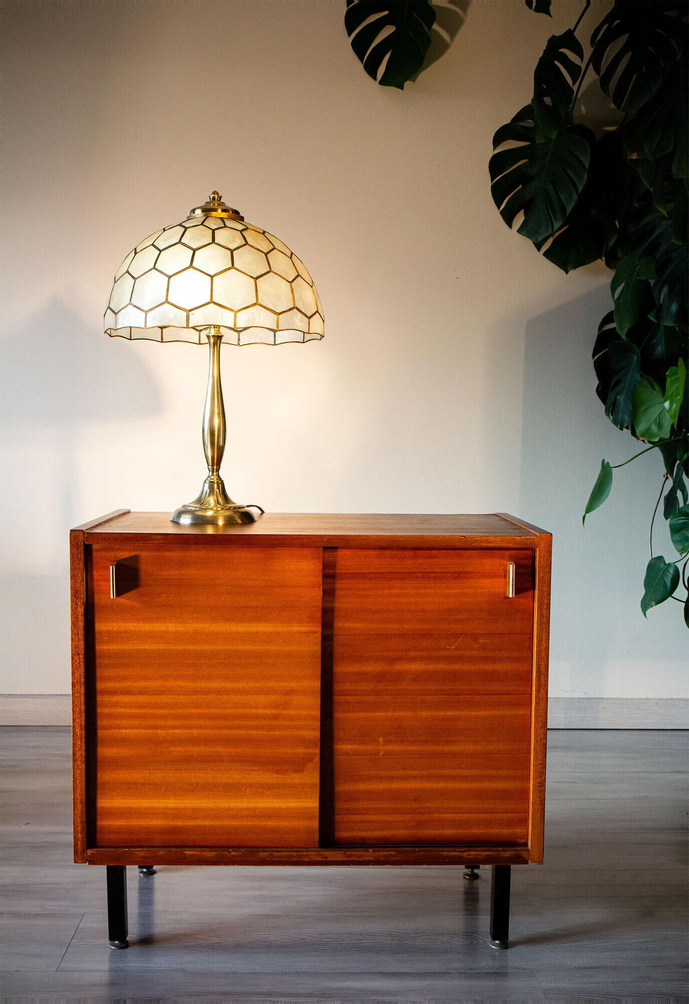 Brass and mother-of-pearl lamp 1960-70