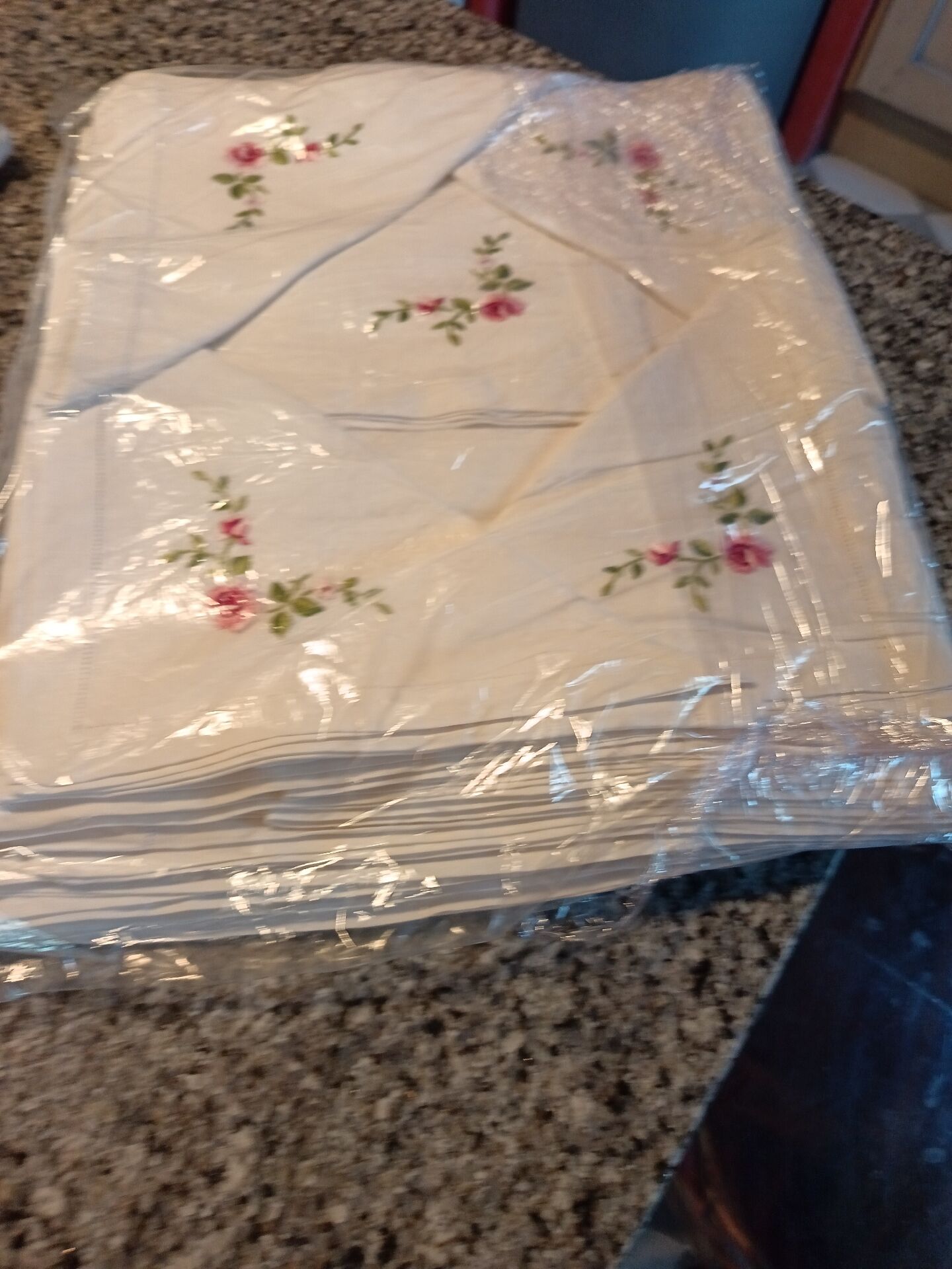 Large antique hand-embroidered tablecloth