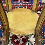 Gilded wooden stool with marble top - made in the 70s