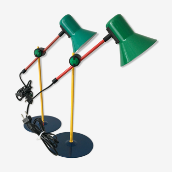 Pair of iconic and vintage veneta Lumi lamps