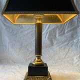 Vintage table lamp in gold brass and black marble