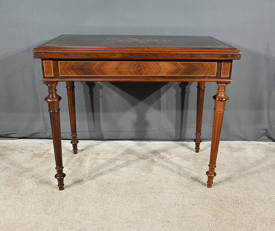 Marquetry system table, louis xvi style – 2nd half of the 19th century