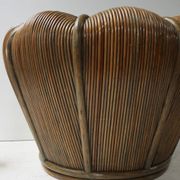 Large Mid-Century Modern Rattan Bamboo Cachepot Plant Holder, 1970s