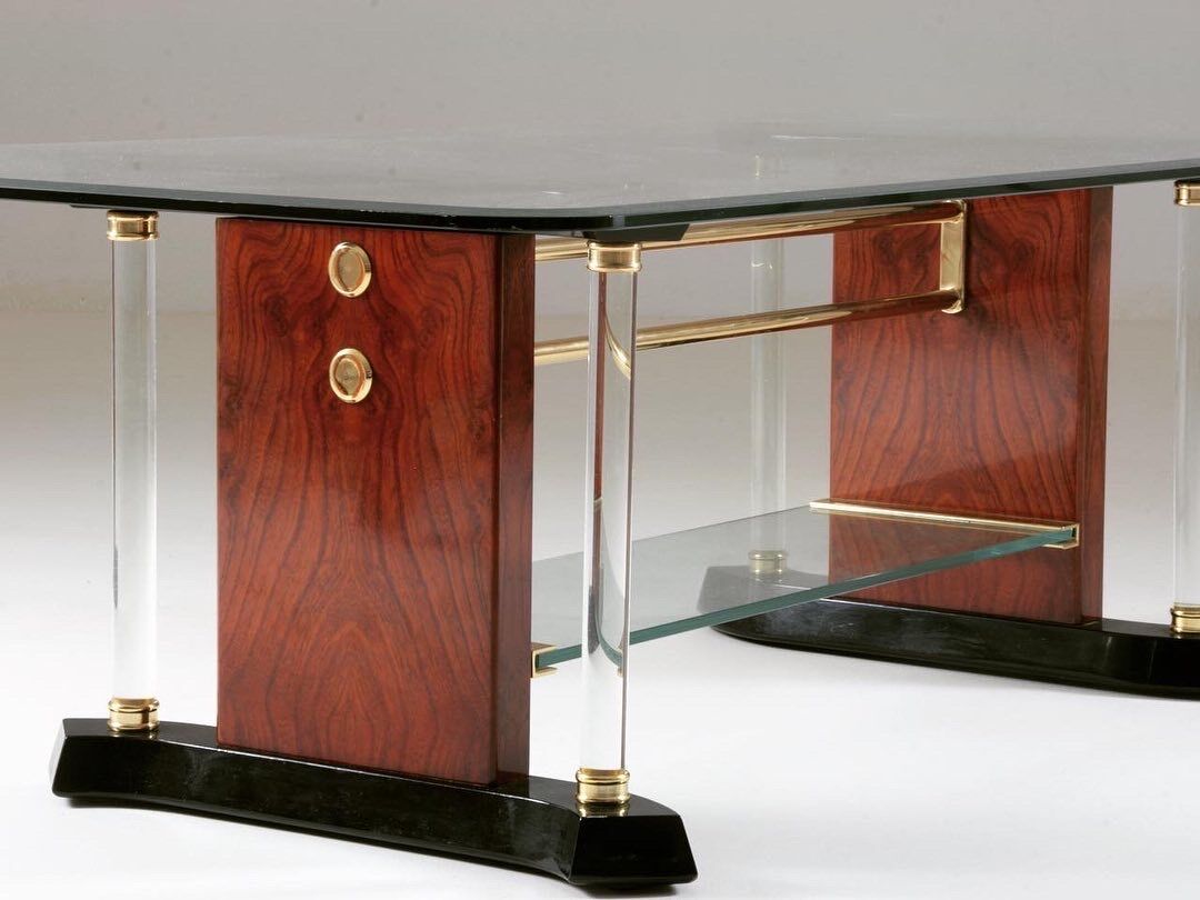 Brass and glass coffee table, 1970s