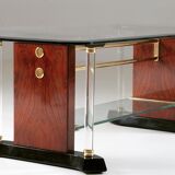 Table basse laiton et verre, 1970s