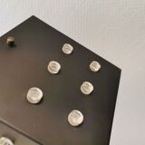 Space-Age square hanging lamp in white and black lacquered metal.