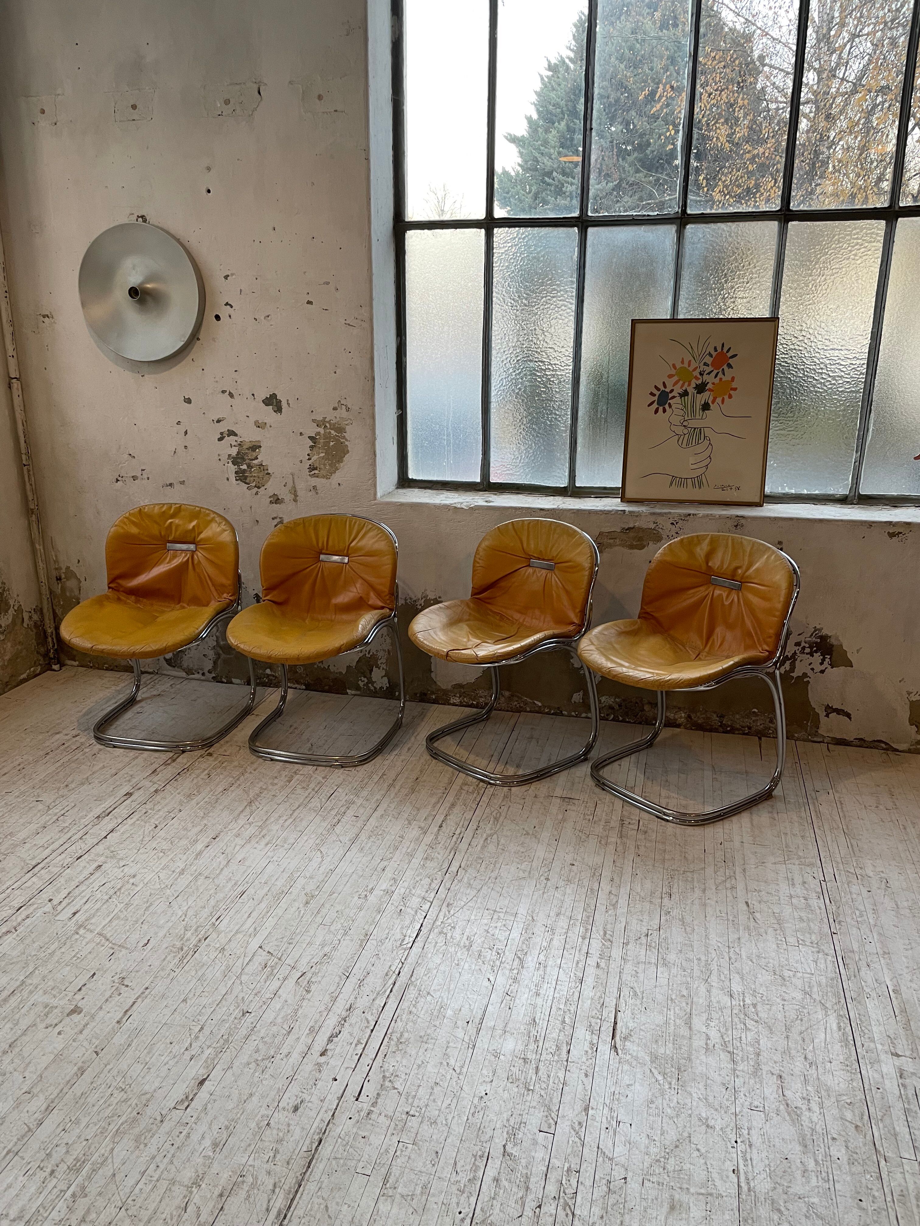 4 chairs Rinaldi "Sabrina" yellow leather