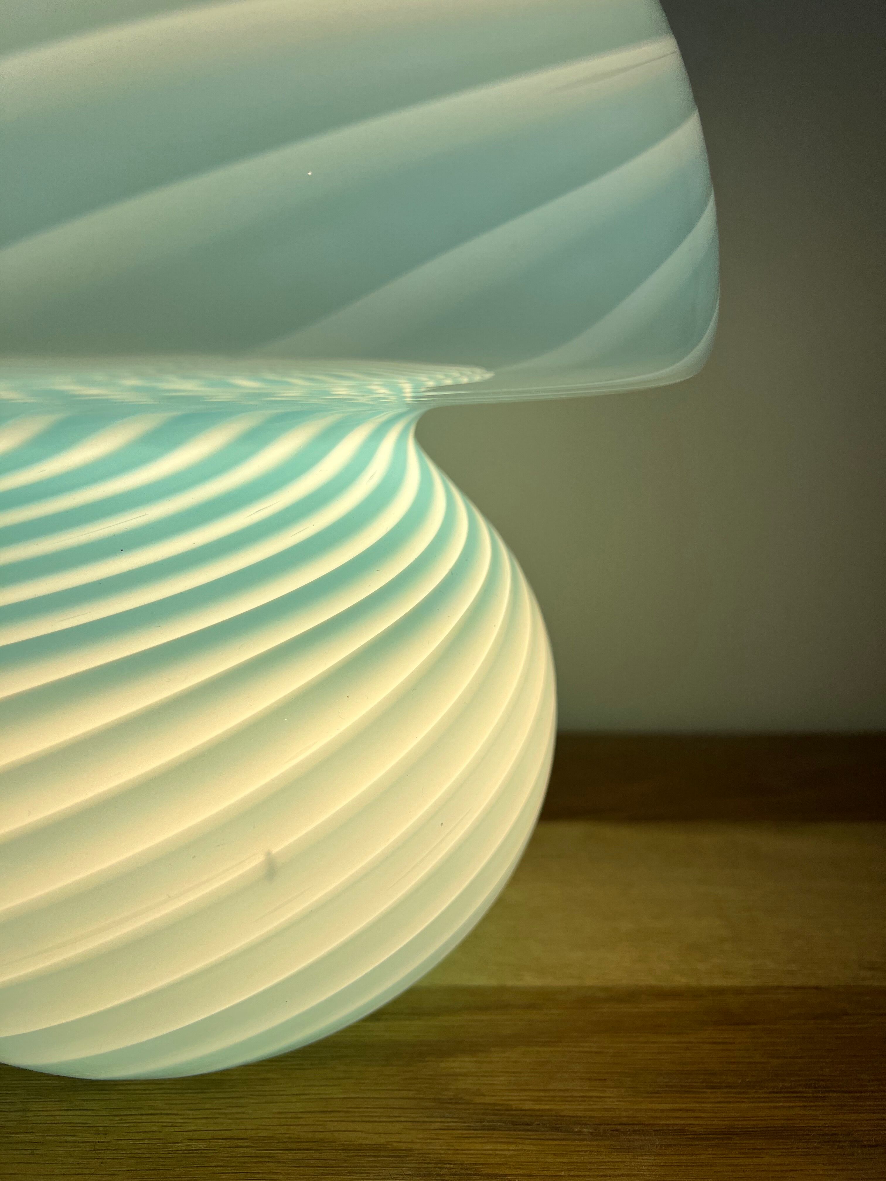 Mushroom lamp whirlpool blue Murano glass