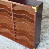 Vintage wall shelf, craft furniture style - Wood and gold metal