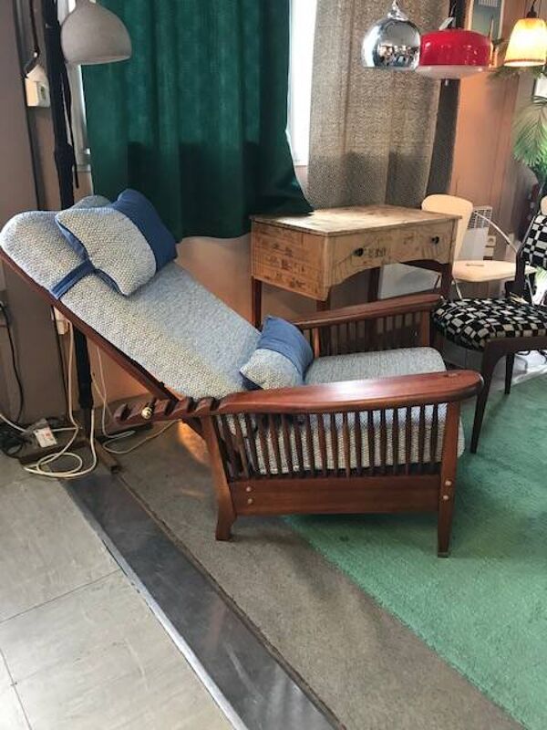 Fauteuil william morris mouvement art and craft à bascule, rénové