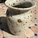 Puisaye stoneware vase with leaf decoration