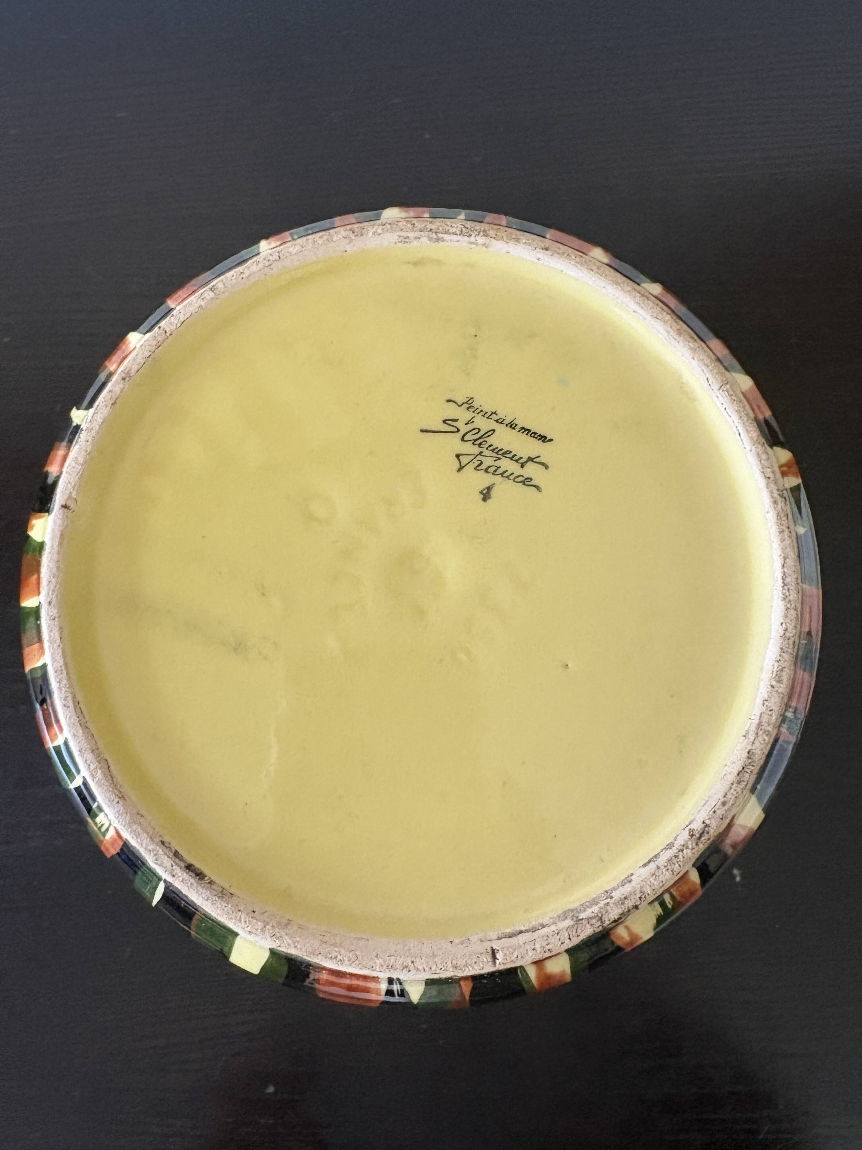 Small vintage Saint-Clément pot – 1950s painted earthenware