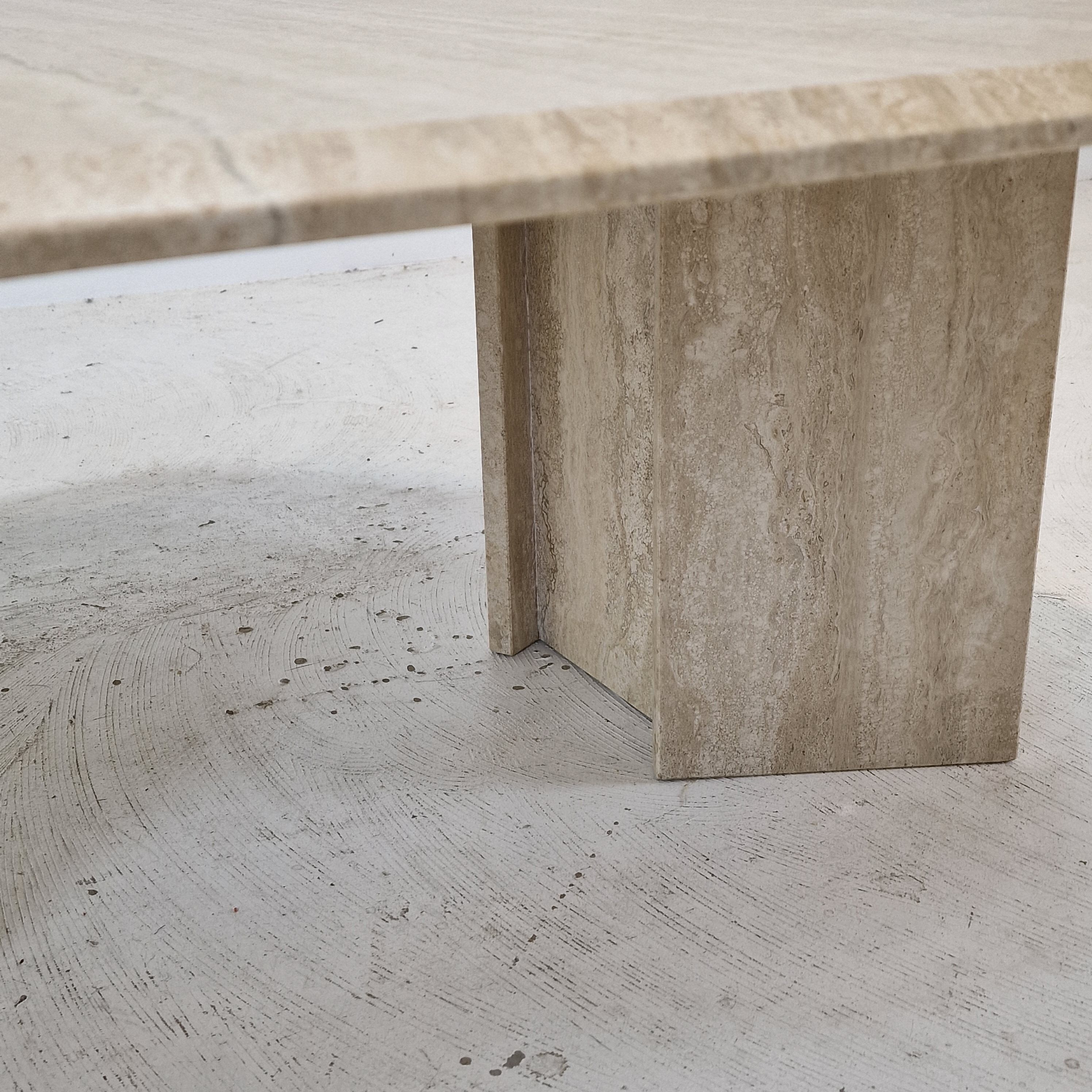 Italian octagon coffee table in travertine, 1980s