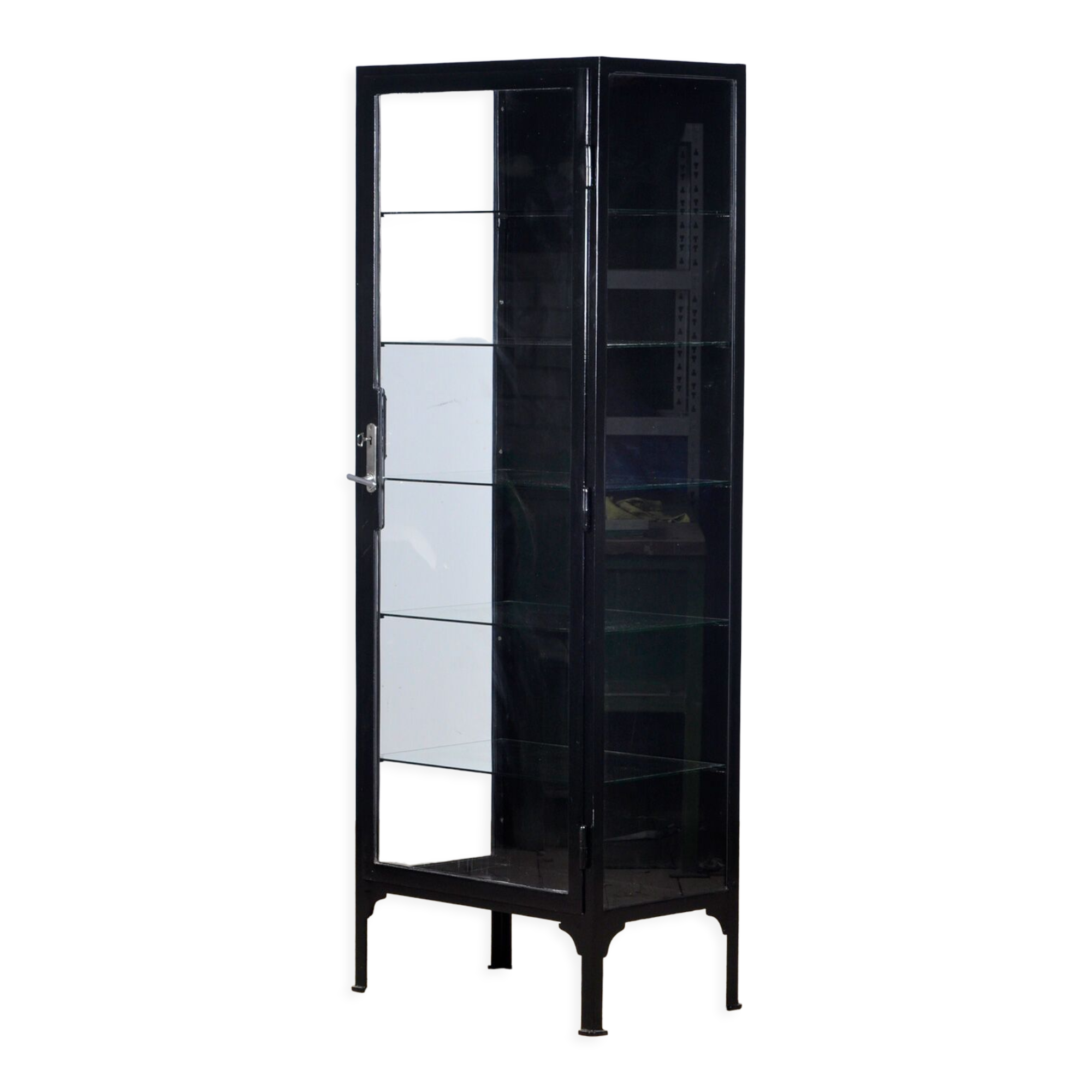 Vitrine médicale en fer et verre années 1930