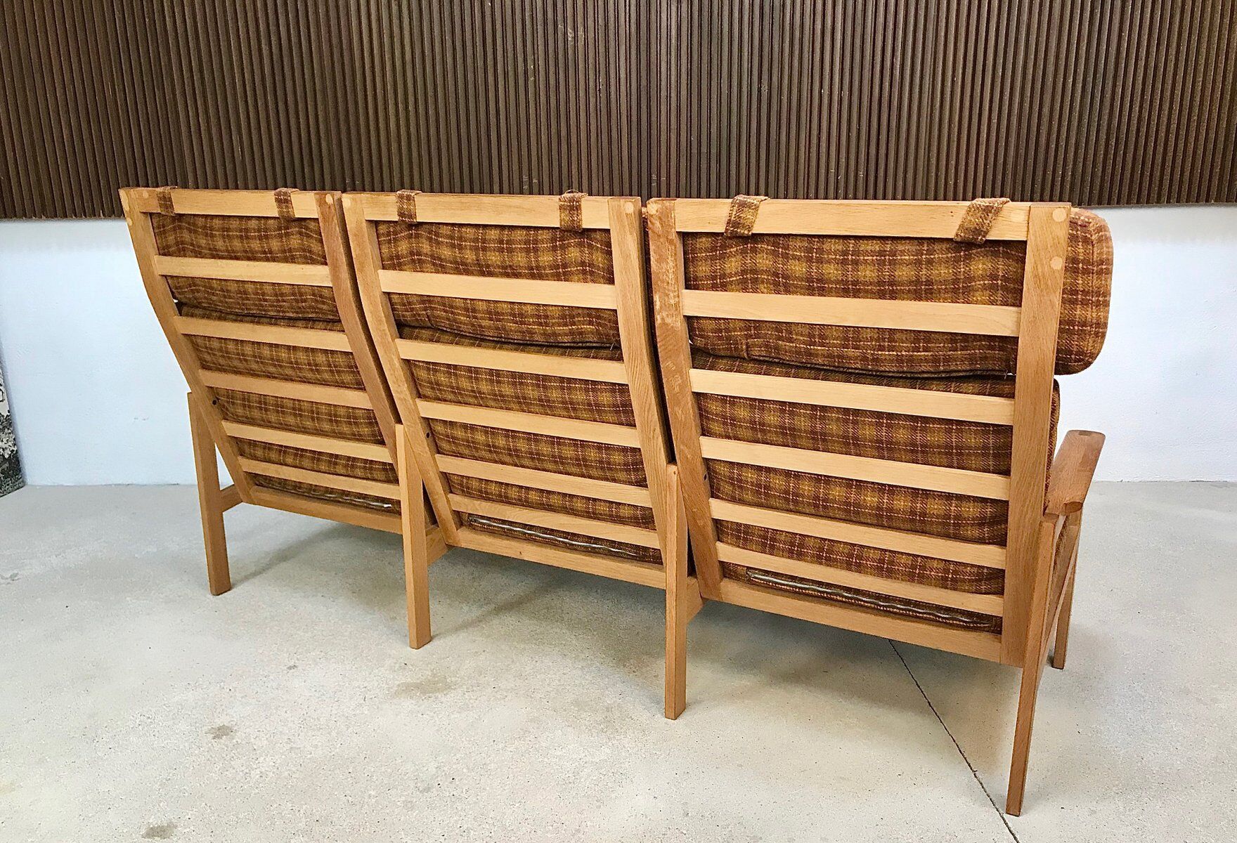 3-seater highback Capella sofa in oak by Illum Wikkelsø, Denmark 1960s