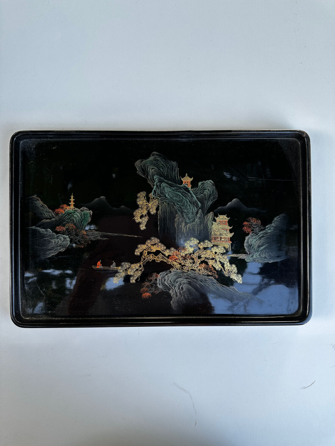Asian lacquered wood tray