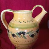 VINTAGE PROVENCAL POTTERY JAR PITCHER OLIVE DECOR