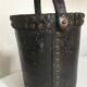 Brutalist studded leather wastepaper basket bucket 1920