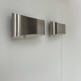 Pair of vintage wall lights, brushed metal, France, 1980