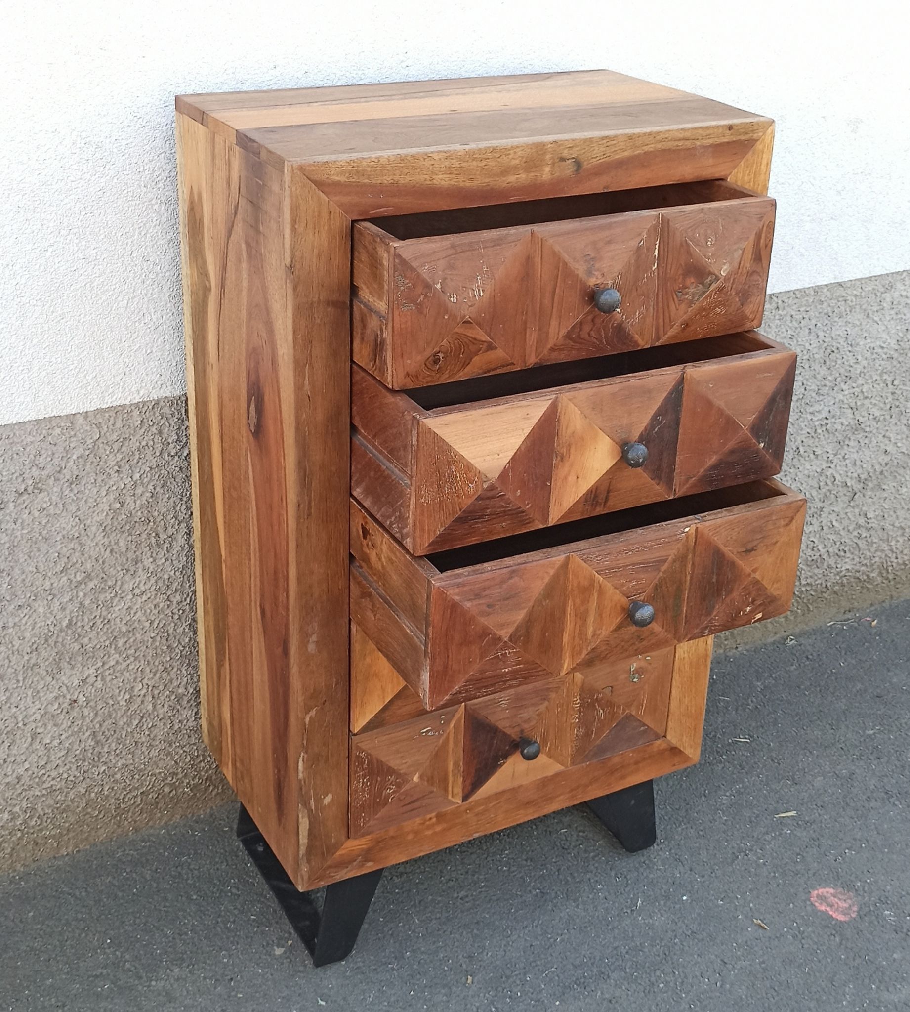 Petite commode 5 tiroirs pointes de diamant
