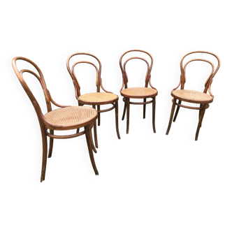4 curved wooden bistro chairs