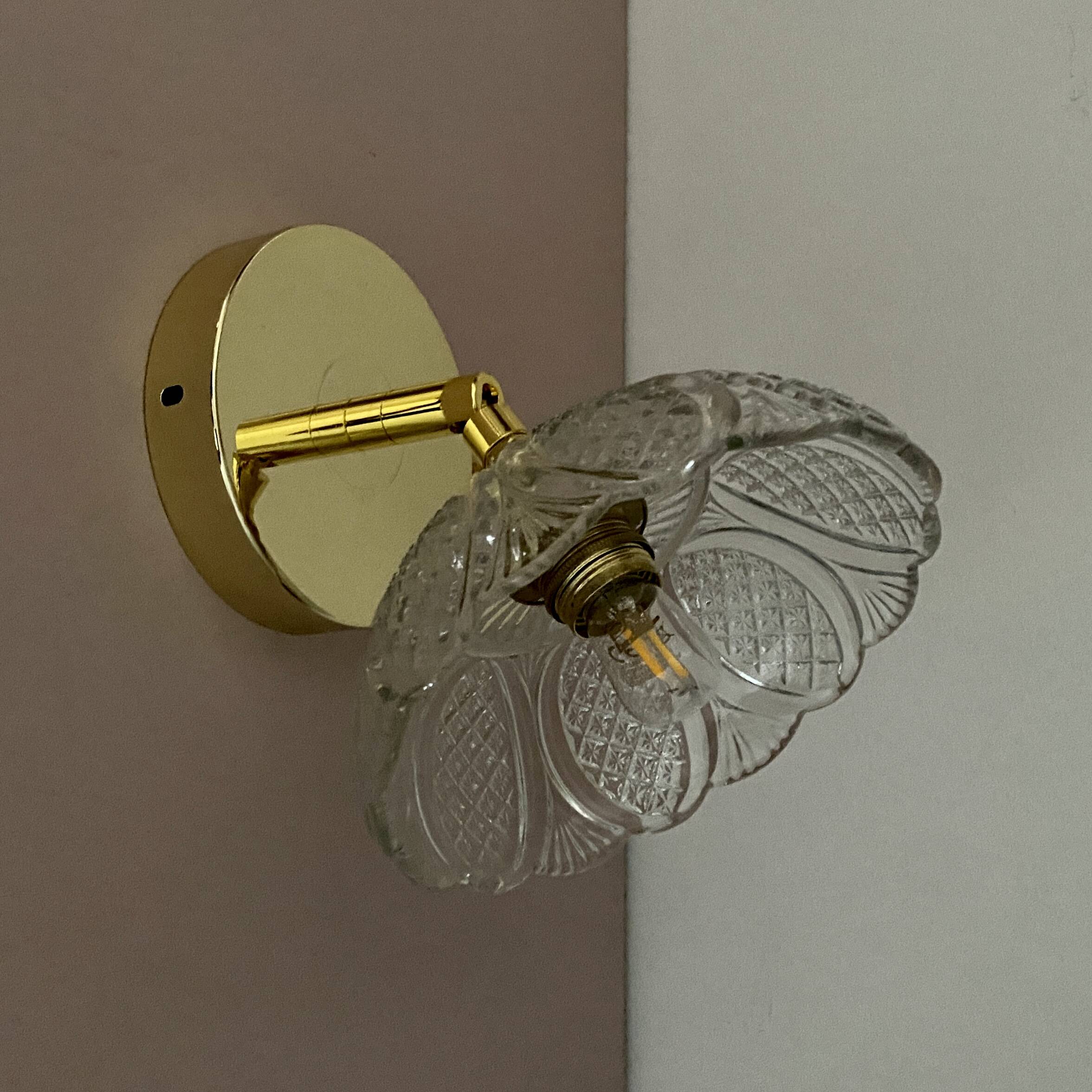 Vintage molded glass lampshade wall light