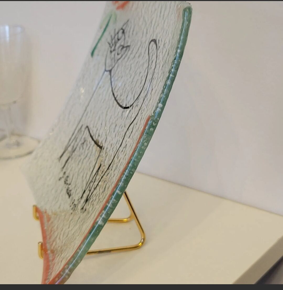 Vide pocket glass plate signed Jean Cocteau 1959 cat décor