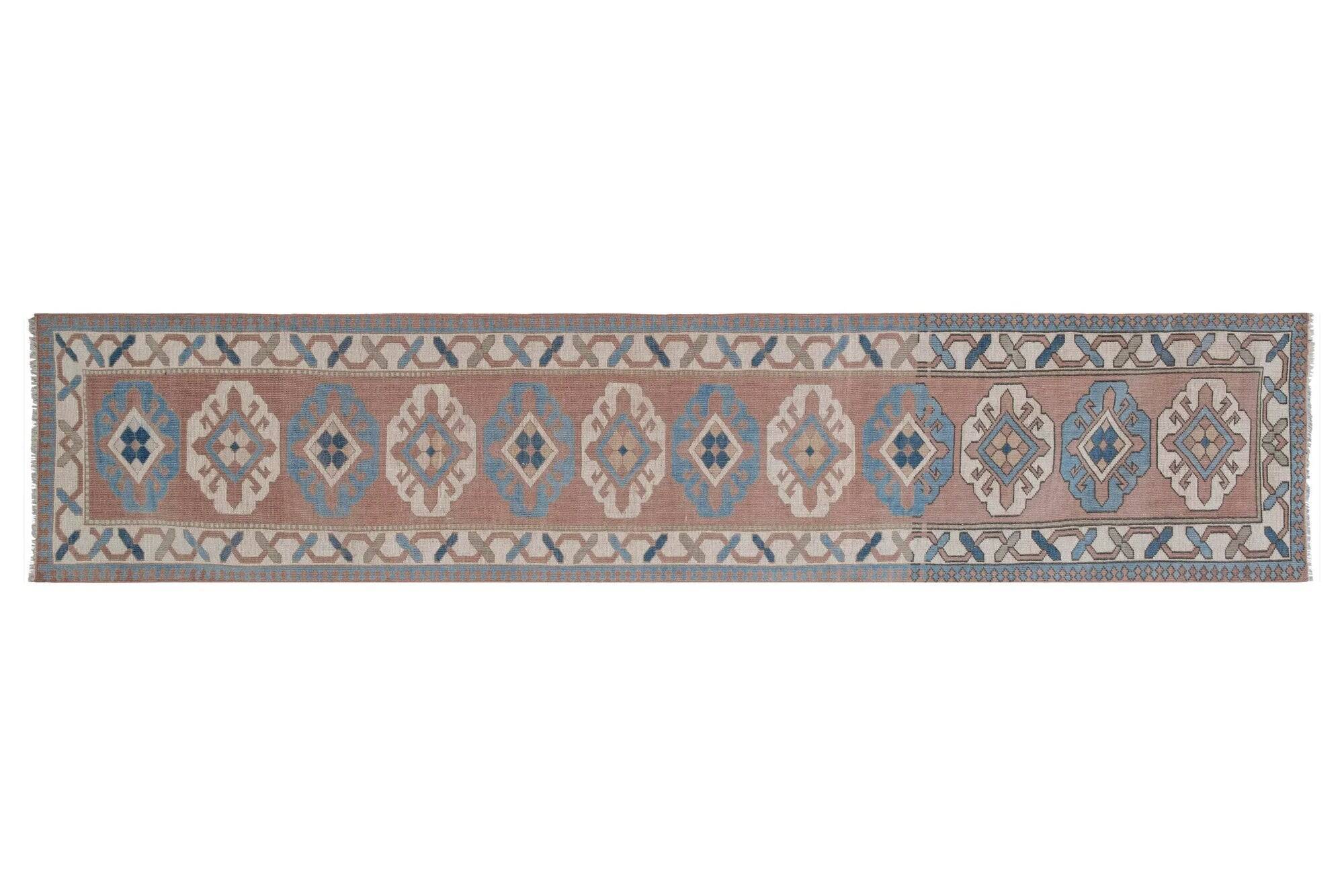 Tapis de couloir turc vintage 80x380 cm