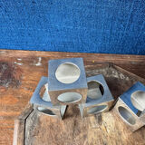 Set of 6 minimalist chrome steel candle holders from the 70s.