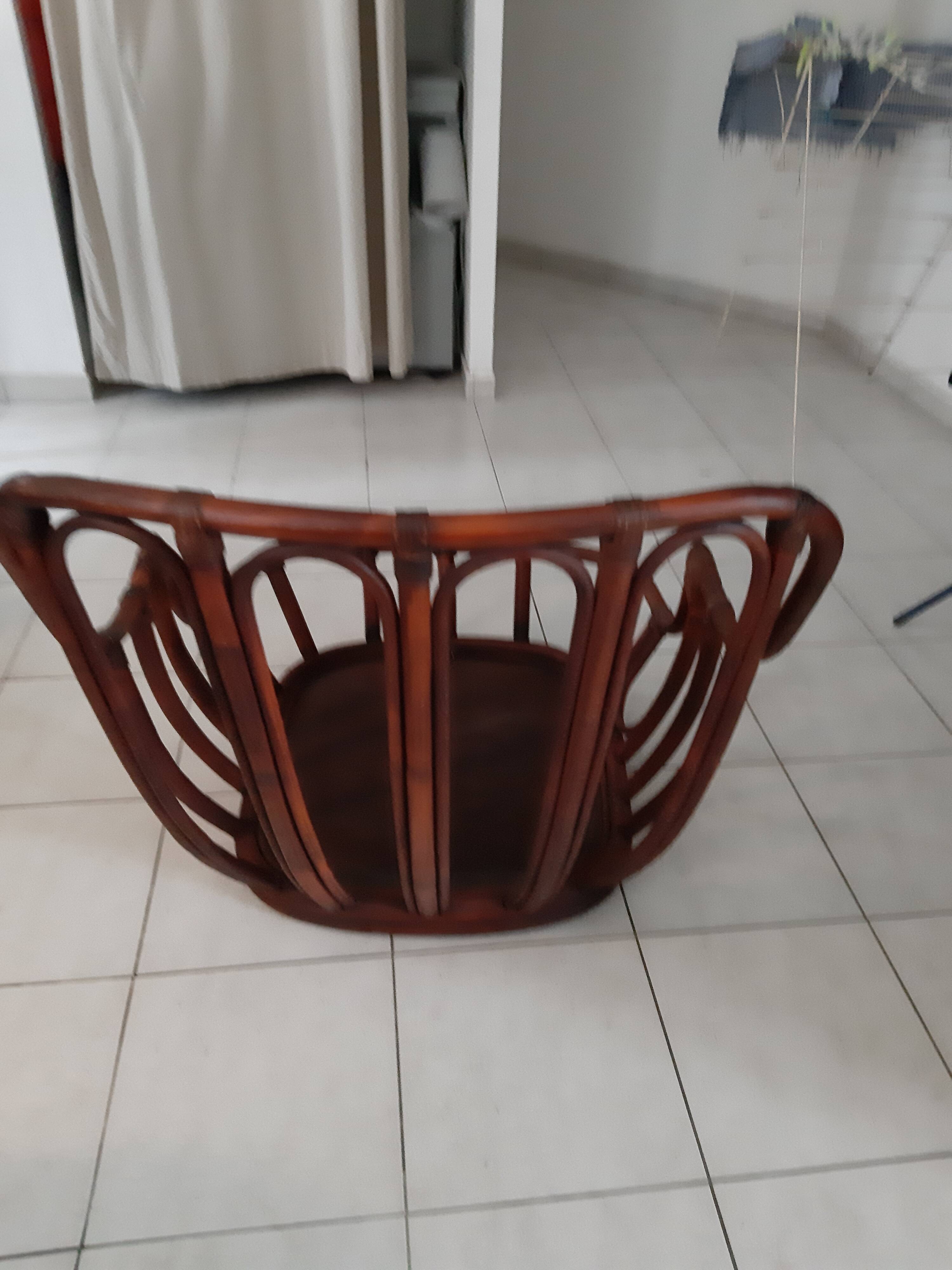 Rattan armchair from the 60s by Maugrion, Basset model