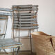 Patinated garden folding chairs - metal and wood -