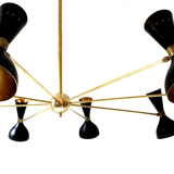 Brass chandelier and black lacquered metal