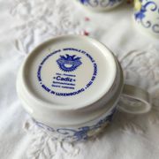 Set of 5 vintage Villeroy & Boch mugs – Cadiz model – Blue decor and