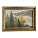 Huile Sur Toile « La maison sur le lac » de Charles Castel . XXe