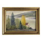 Huile Sur Toile « La maison sur le lac » de Charles Castel . XXe