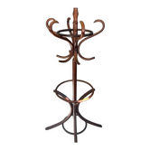 Curved wooden parrot coat rack with swivel head - Thonet style