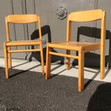 Kindergarten chair vintage metal wood, 70s