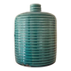Duck blue ribbed glazed ceramic bottle vase – Mid-Century style