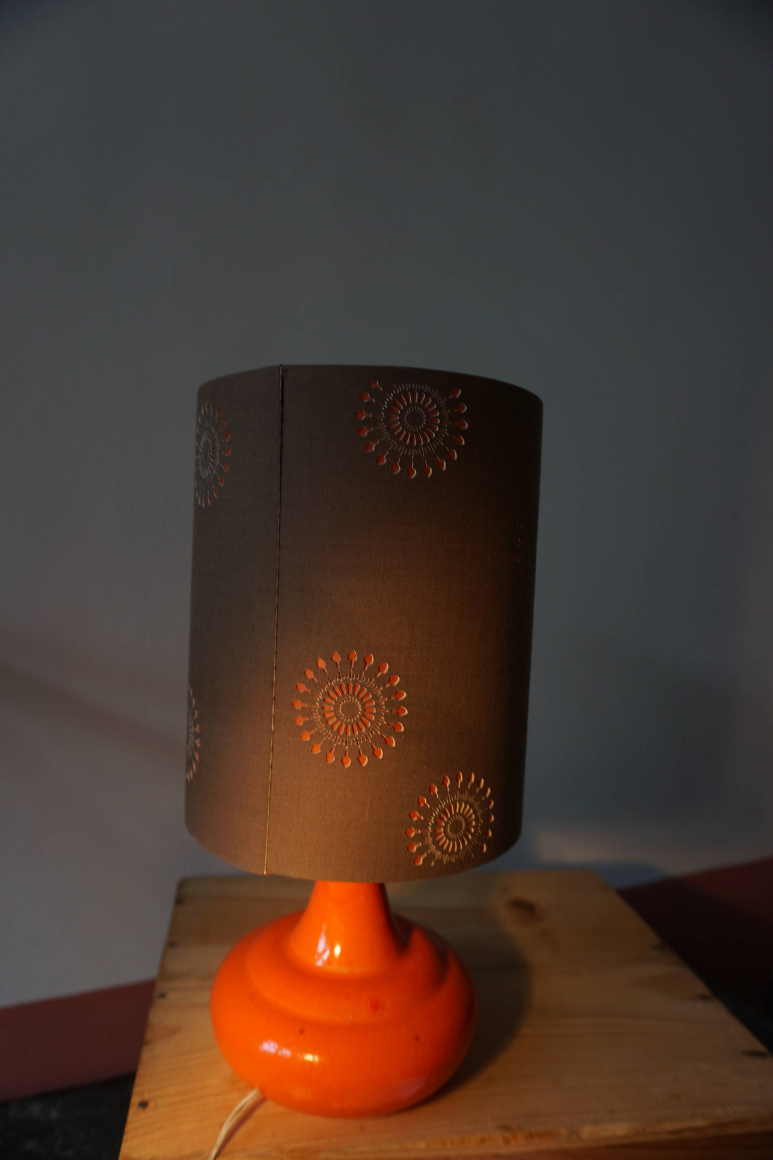 Orange ceramic lamp from the 70s