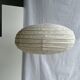 Large oval flat Japanese-style suspension in rattan and natural linen H35 D60.