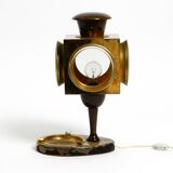 Mid Century italian table lamp with ashtray like a lantern by Aldo Tura