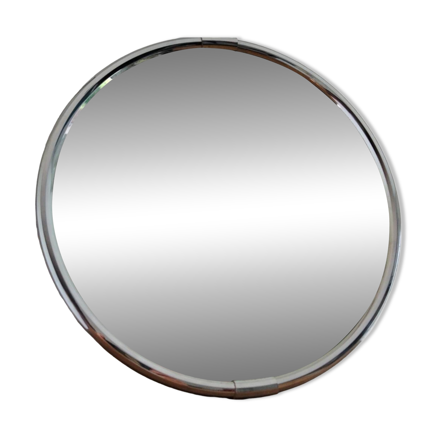Round chrome metal mirror 1970s
