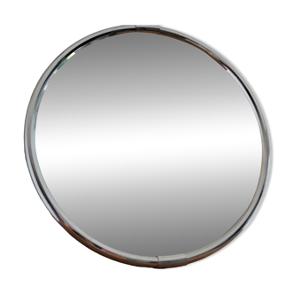 Miroir rond en métal chromé années 1970