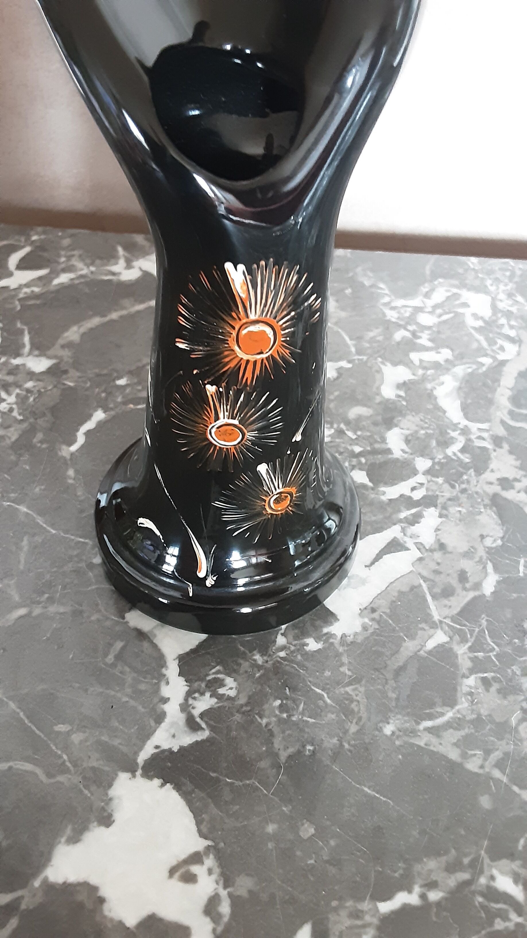 Ceramic baguier vase - enamel-vintage