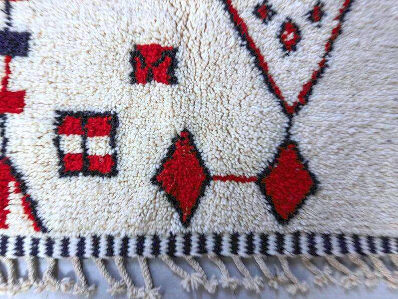Tapis en laine rouge et blanc 250cmx150cm