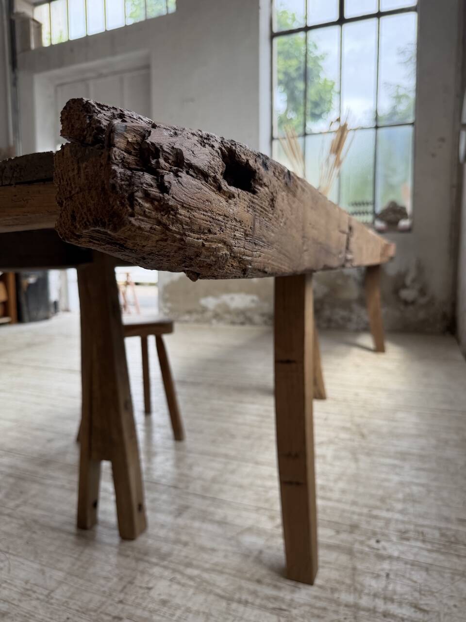 Brutalist popular art table XXL 3.5m/4m pine and oak