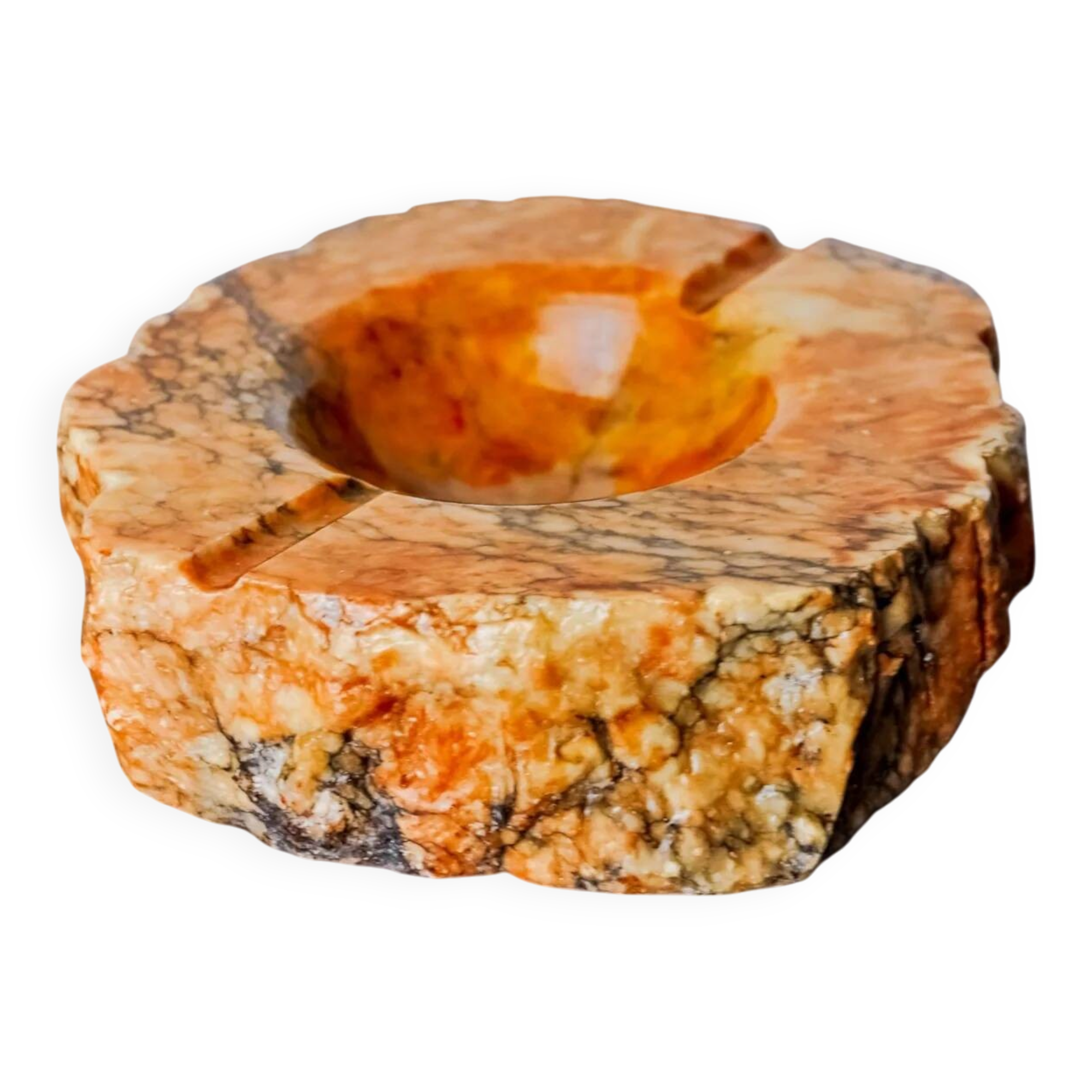 Ocher alabaster ashtray by Romano Bianchi, Italy, 1970s