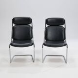 Paire de chaises cantilever en cuir par Mauser Werke Waldeck, Allemagne de l'Ouest, 19