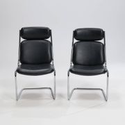 Paire de chaises cantilever en cuir par Mauser Werke Waldeck, Allemagne de l'Ouest, 19
