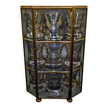 Showcase in Gold-Plated Brass & 11 UV Reactive Liqueur Glasses